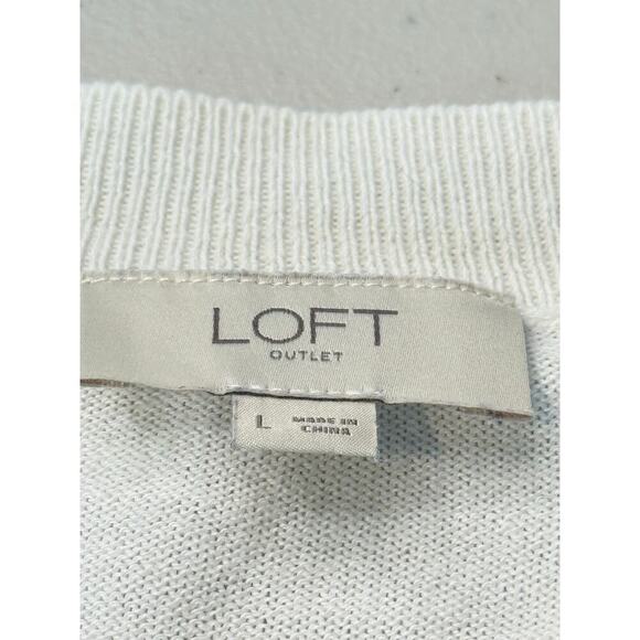LOFT White Sweater with Skiers and Trees Graphic Winter Pullover Size L - Picture 3 of 8